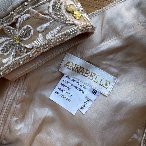 Annabelle Champagne Beaded Sheath Dress Size 16 NWT - Picture 7 of 11